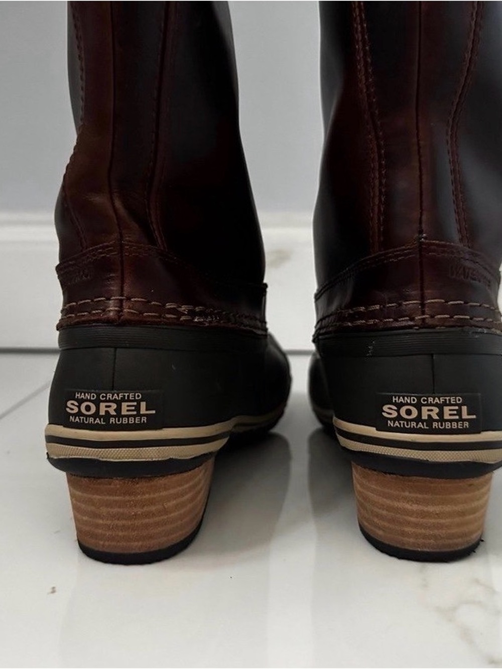 SOREL SLIMPACK TALL Women 6.5 Equestrian Riding Waterproof Nutmeg Brown Leather - Picture 4 of 9